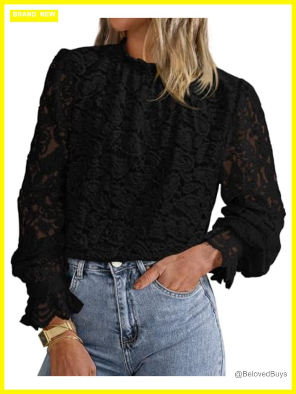 Lace Tops for Women Long Sleeve Dressy Casual Blouse Mock Neck